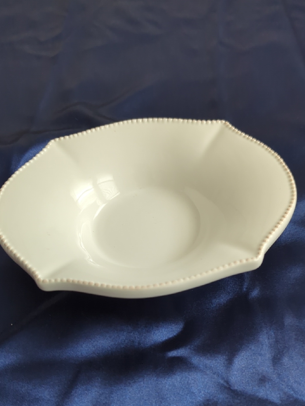 Mud Pie Cream Beaded Rim Serving Bowl